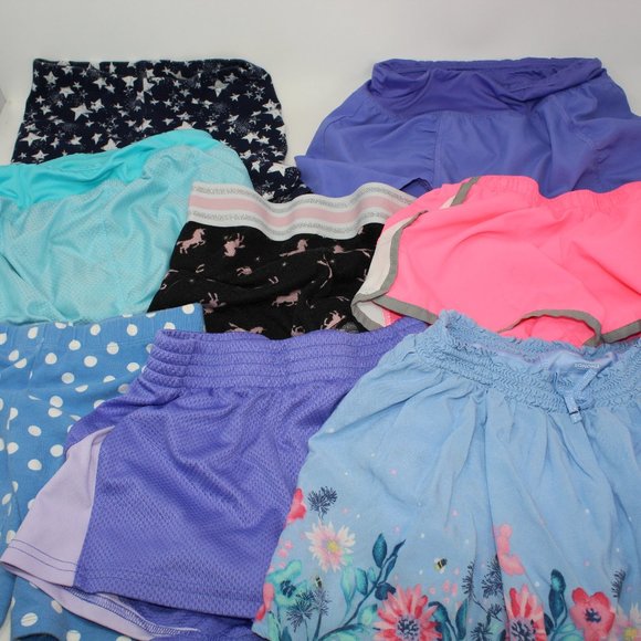 Bundle of 8 pair of Girls M 7/8 Shorts Skorts Assorted Brands, Styles Activewear
